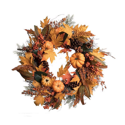 Celebrations 35 ct 24 in. LED Orang/Yellow Fall Wreath