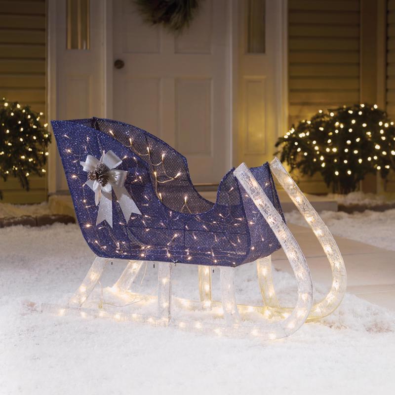 Celebrations LED Warm White Sleigh 32 in. Yard Decor