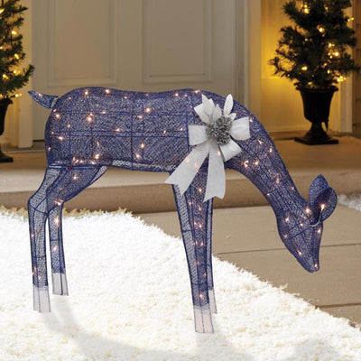 Celebrations LED Warm White Feeding Deer 33 in. Yard Decor