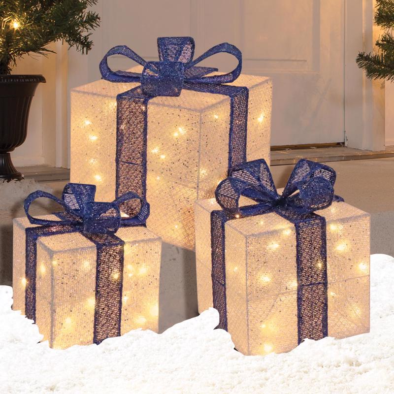 Celebrations LED Warm White Giftboxes 14/12/9 in. Yard Decor