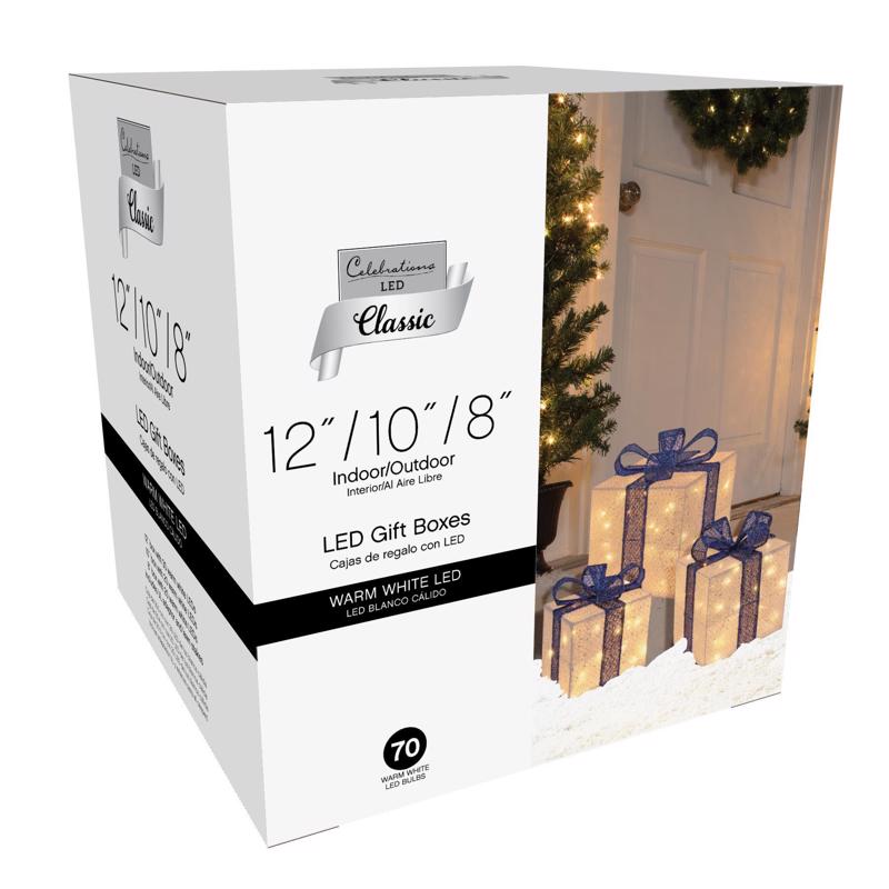 Celebrations LED Warm White Giftboxes 14/12/9 in. Yard Decor