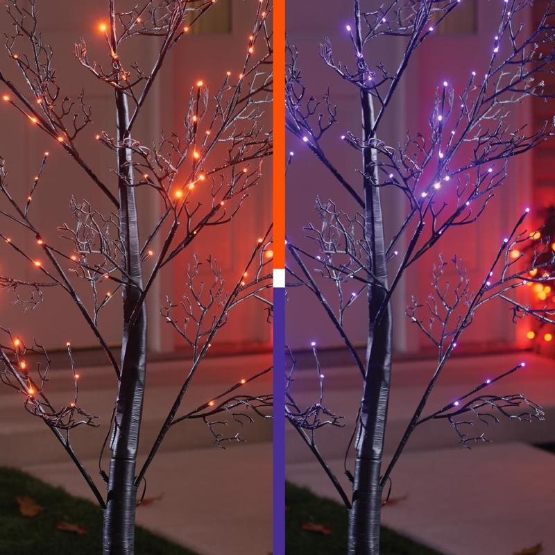 Celebrations Orange/Purple 102 ct 6 ft. LED Prelit Halloween Decor