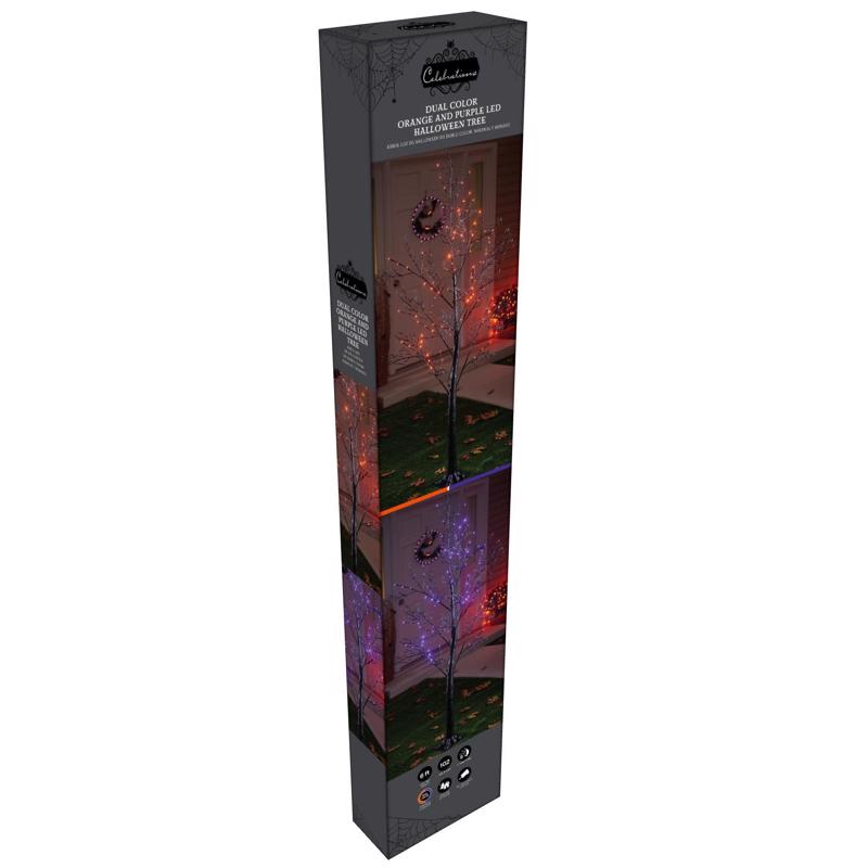 Celebrations Orange/Purple 102 ct 6 ft. LED Prelit Halloween Decor