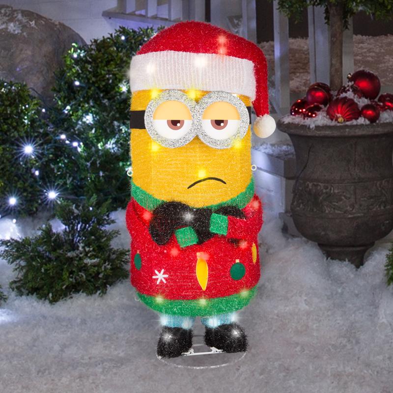 Universal Holiday Tinsel Sculpture Minion Kevin 12 in. Yard Decor