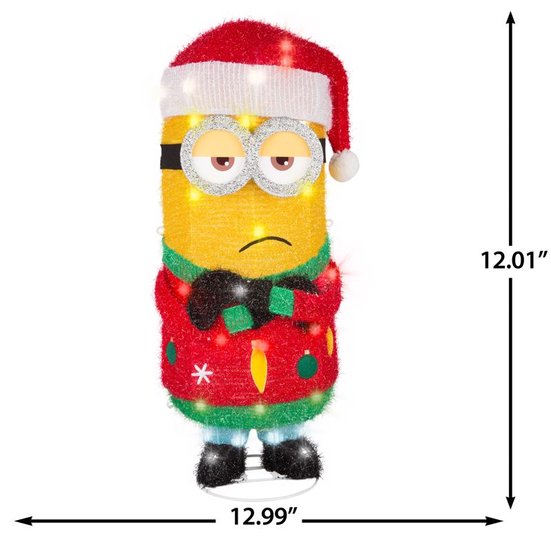 Universal Holiday Tinsel Sculpture Minion Kevin 12 in. Yard Decor