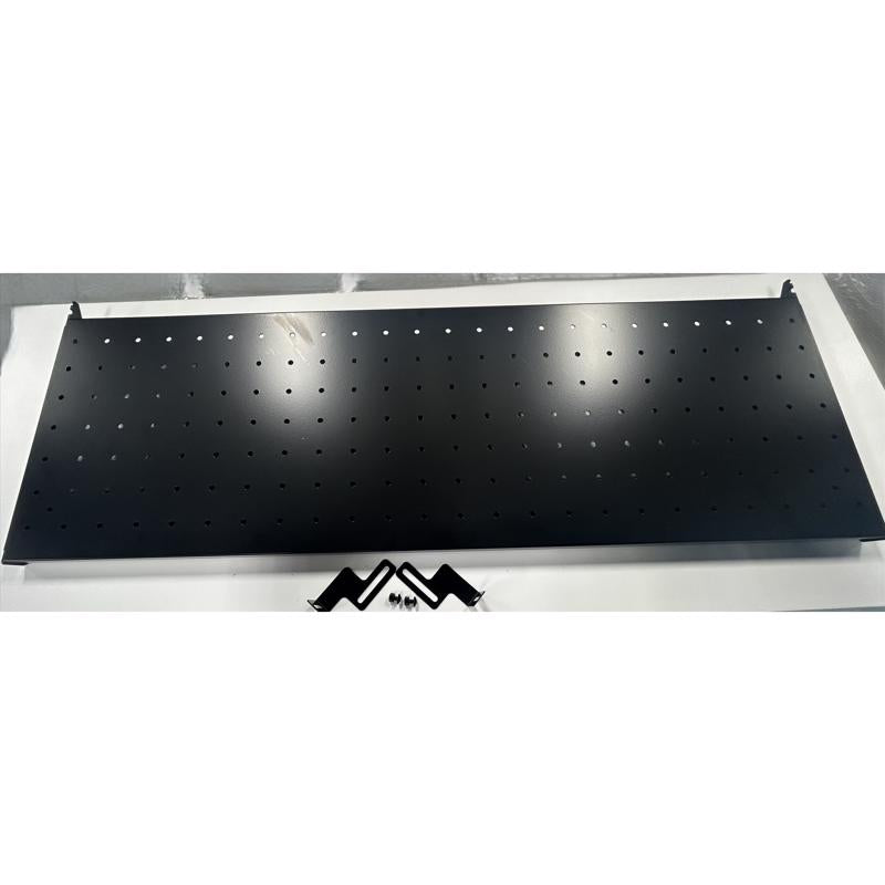 2 in. H X 48 in. W X 16 in. D Black Metal Power Tool Displays Perforated Shelf Rack