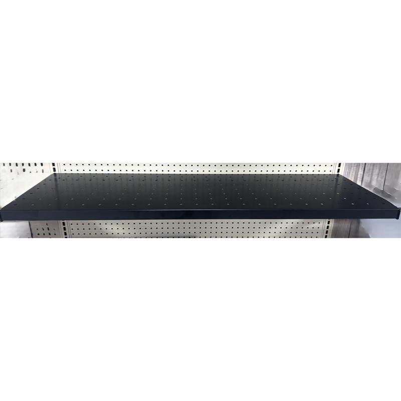 2 in. H X 48 in. W X 16 in. D Black Metal Power Tool Displays Perforated Shelf Rack