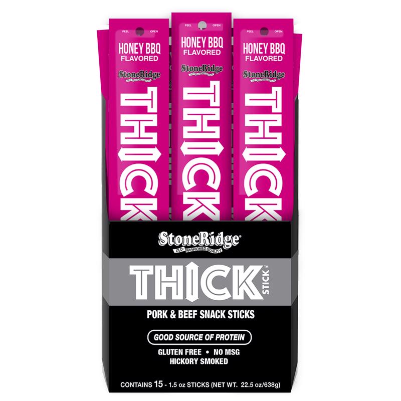 StoneRidge Wholesale THICK Stick Honey BBQ Meat Sticks 1.5 oz Shrink Wrapped