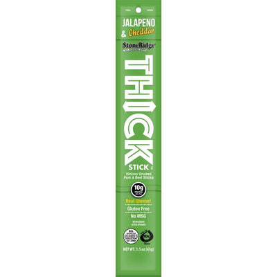 StoneRidge Wholesale Thick Stick Jalapeno Cheddar Meat Sticks 1.5 oz Shrink Wrapped