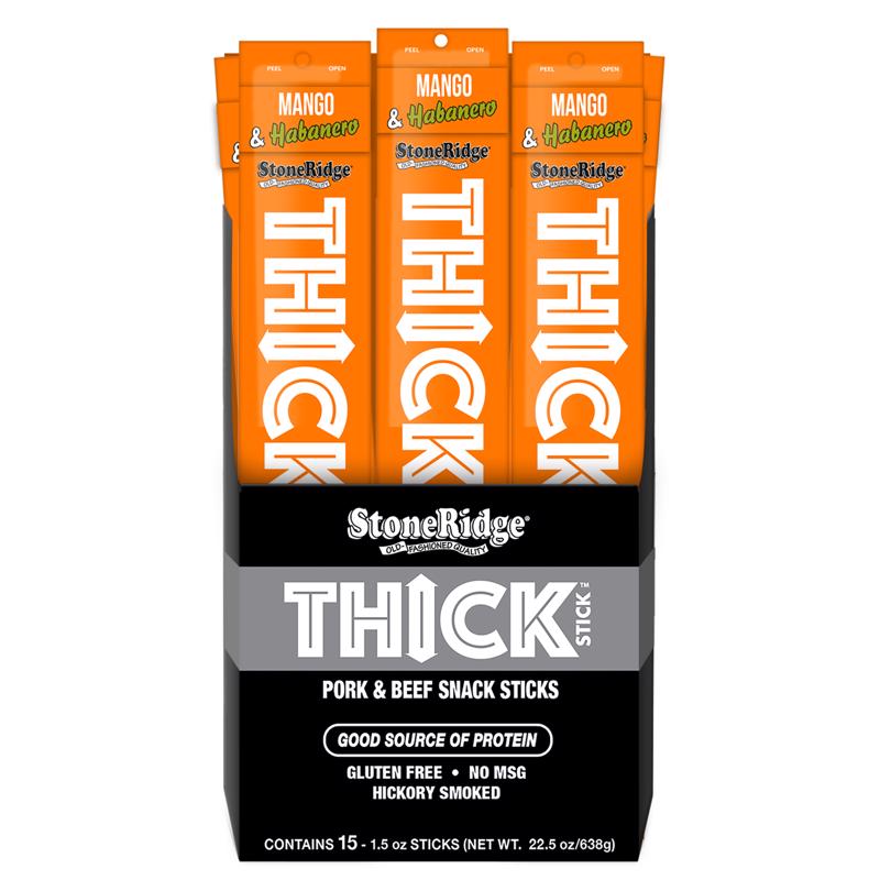 StoneRidge Wholesale Thick Stick Mango Habanero Meat Sticks 1.5 oz Shrink Wrapped