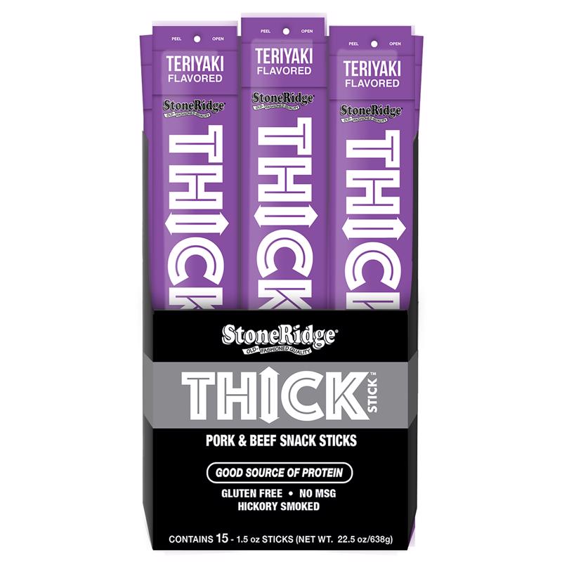 StoneRidge Wholesale Thick Stick Teriyaki Meat Sticks 1.5 oz Shrink Wrapped