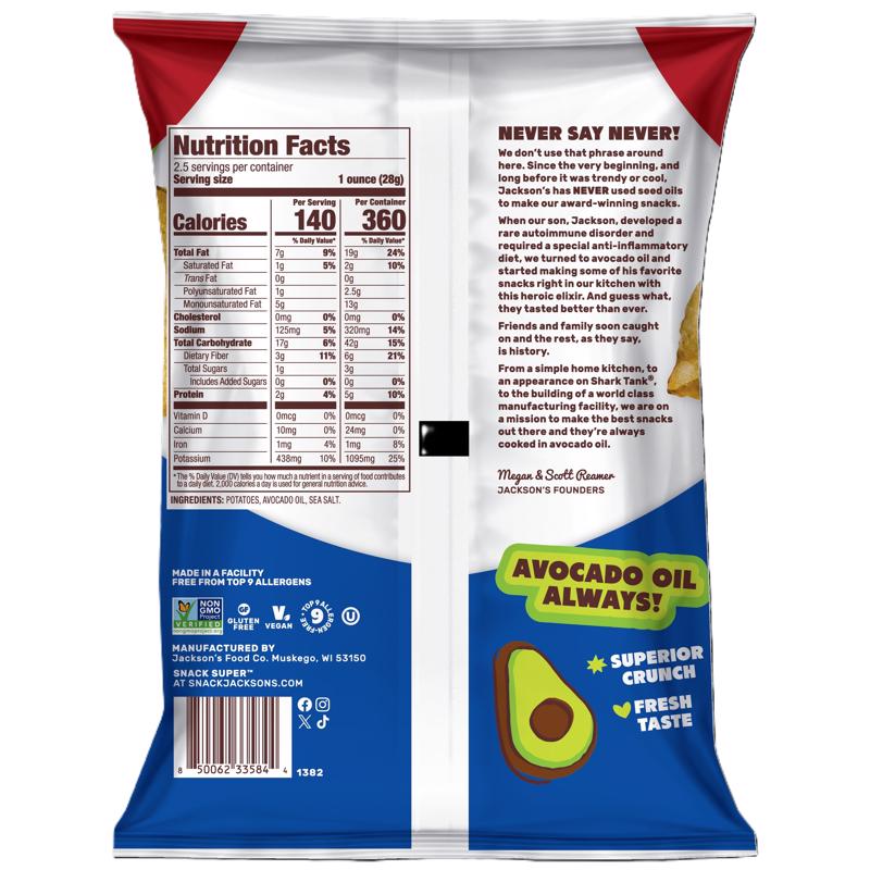 Jackson's Sea Salt Kettle Cooked Potato Chips 2.5 oz Bagged