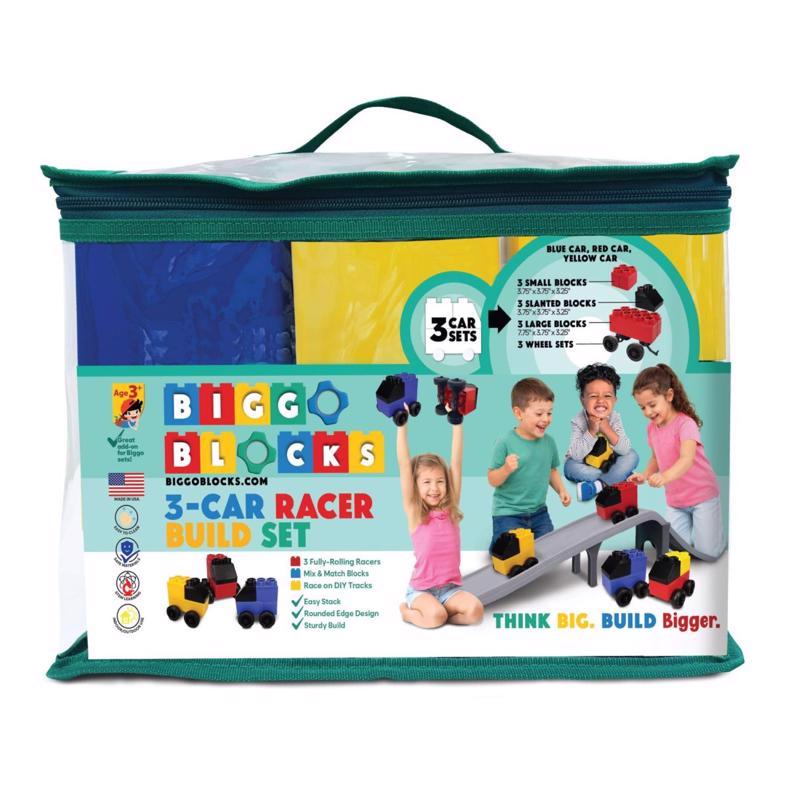 Biggo Blocks 3 Car Racer Building Block Set Assorted 9 pc