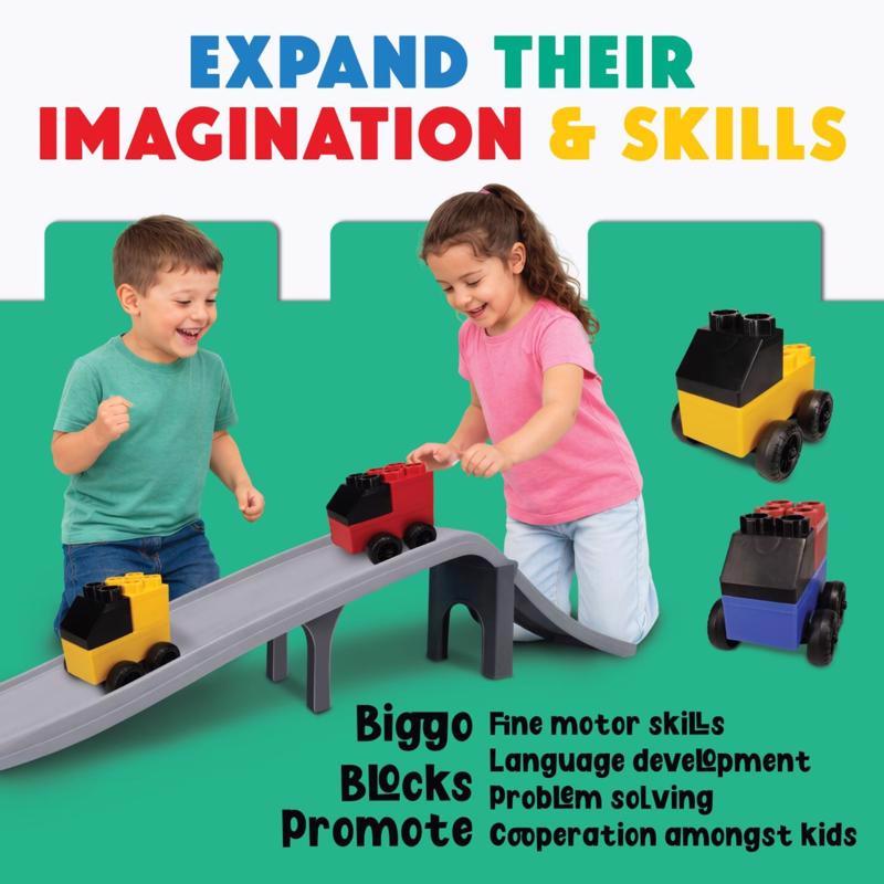 Biggo Blocks 3 Car Racer Building Block Set Assorted 9 pc