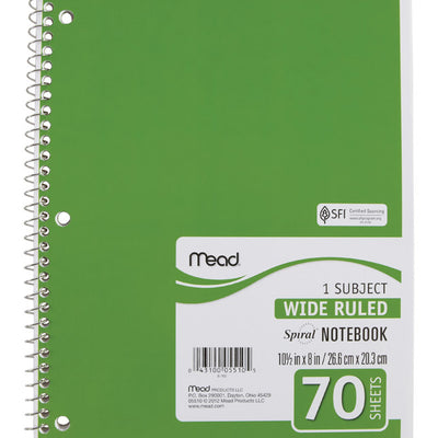 Mead 8 in. W X 10-1/2 in. L Wide Ruled Spiral Assorted Notebook