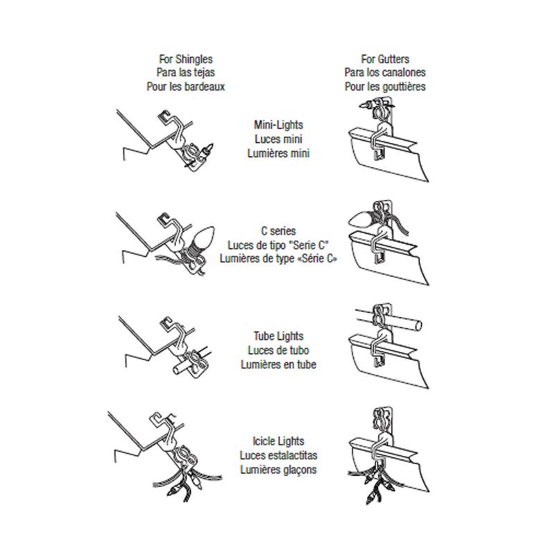 Dyno Omni Universal Gutter/Shingle Light Clips 100 pk