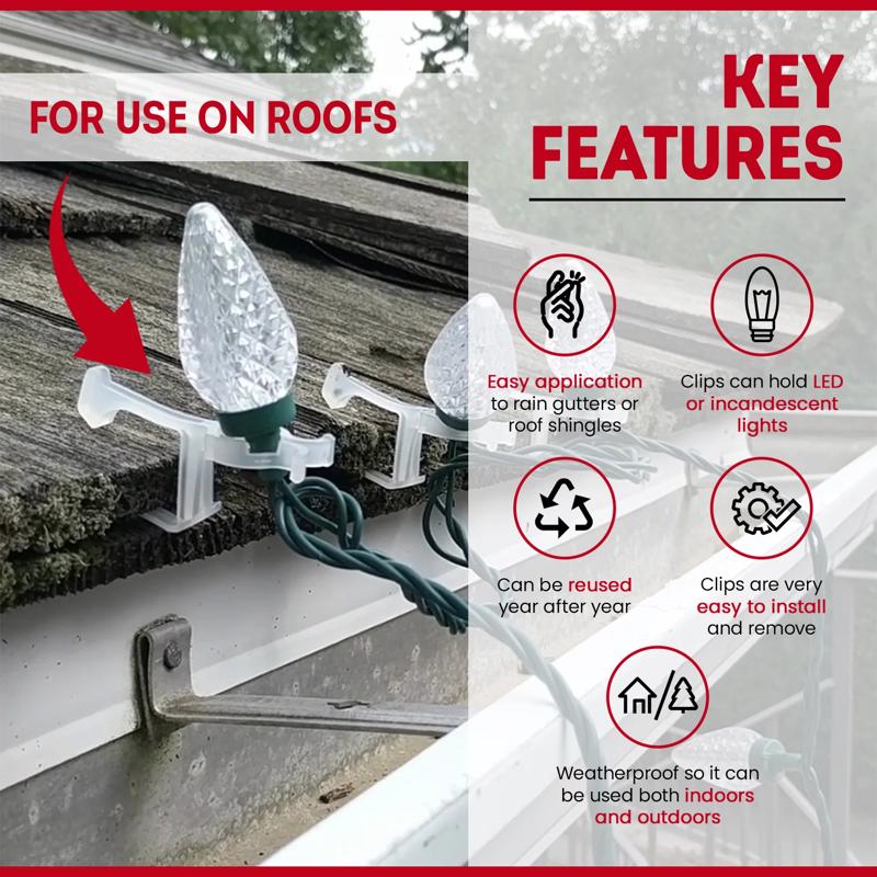 Dyno All In One Gutter/Shingle Christmas Light Clips 100 pk