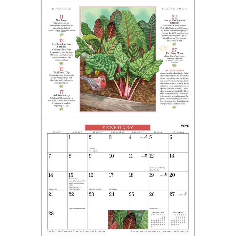 The Old Farmer's Almanac Yankee Publishing Gardening Calendar 2026 Calendar