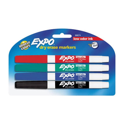 EXPO Low Odor Assorted Color Dry Erase Markers 4 pk