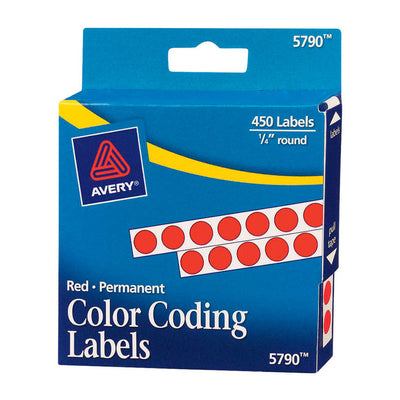 Avery 1/4 in. H X 1/4 in. W Round Red Color Coding Label 450 pk