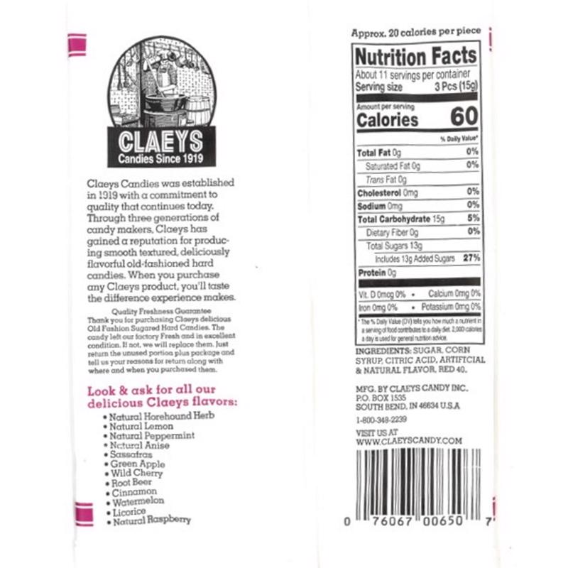 Claeys Old Fashioned Wild Cherry Hard Candy 6 oz
