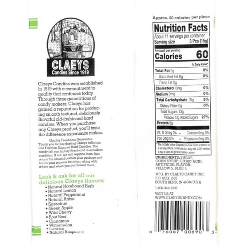 Claeys Old Fashioned Green Apple Hard Candy 6 oz