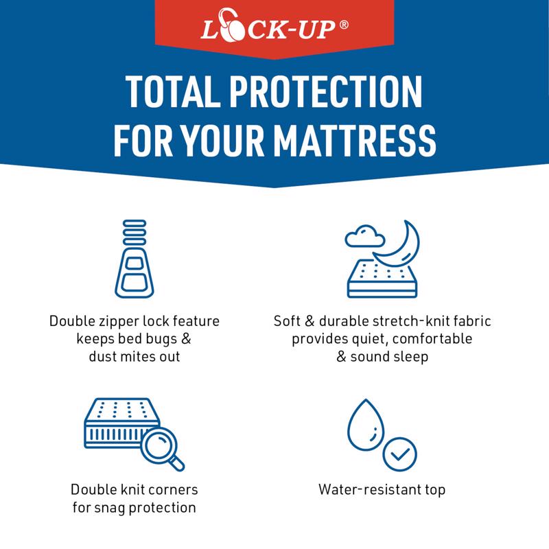 JT Eaton Lock-Up King White Stretch-Knit Polyester Mattress Encasement Cover