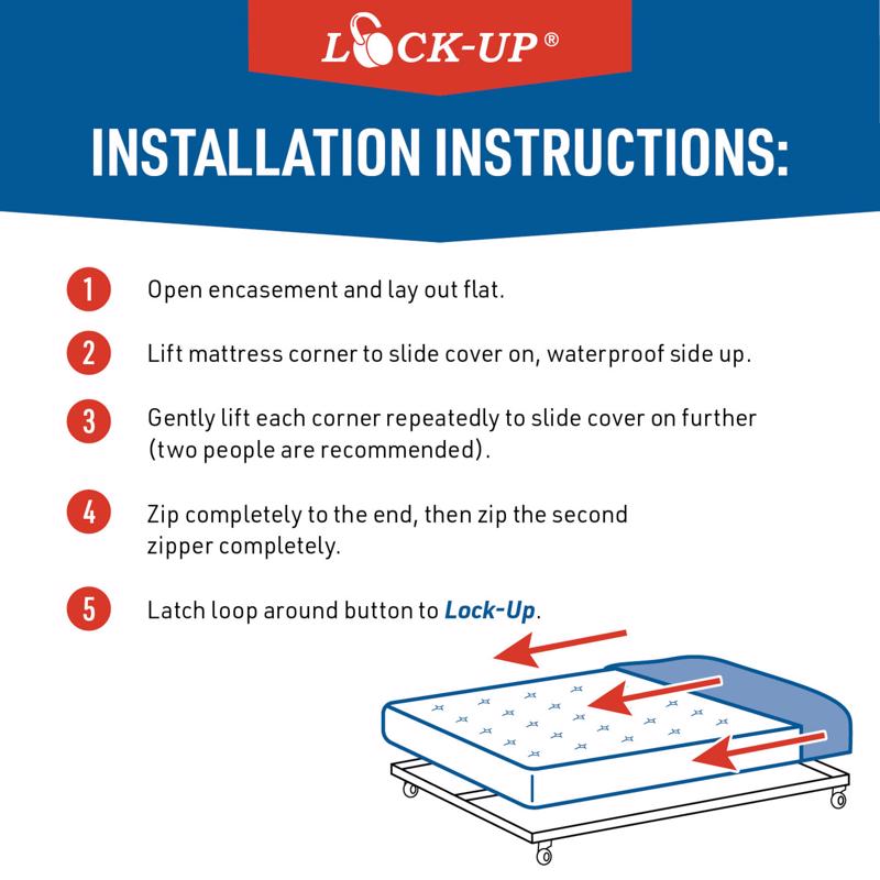 JT Eaton Lock-Up King White Stretch-Knit Polyester Mattress Encasement Cover