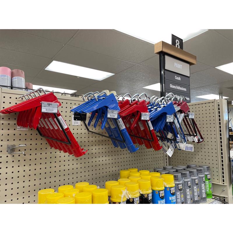 7 in. H X 4 in. W X 6 in. D Black Metal Caulk Gun Pegboard Display