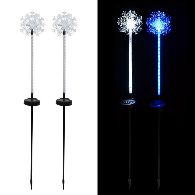 Alpine LED Solar Snowflake Garden Stake 33 in. Pathway Decor