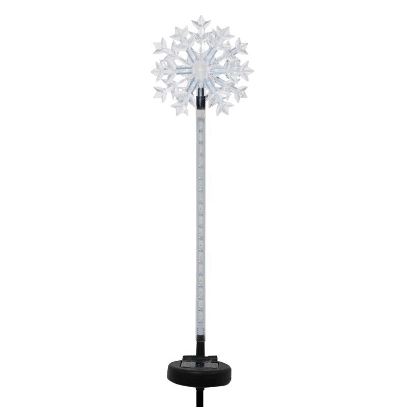 Alpine LED Solar Snowflake Garden Stake 33 in. Pathway Decor