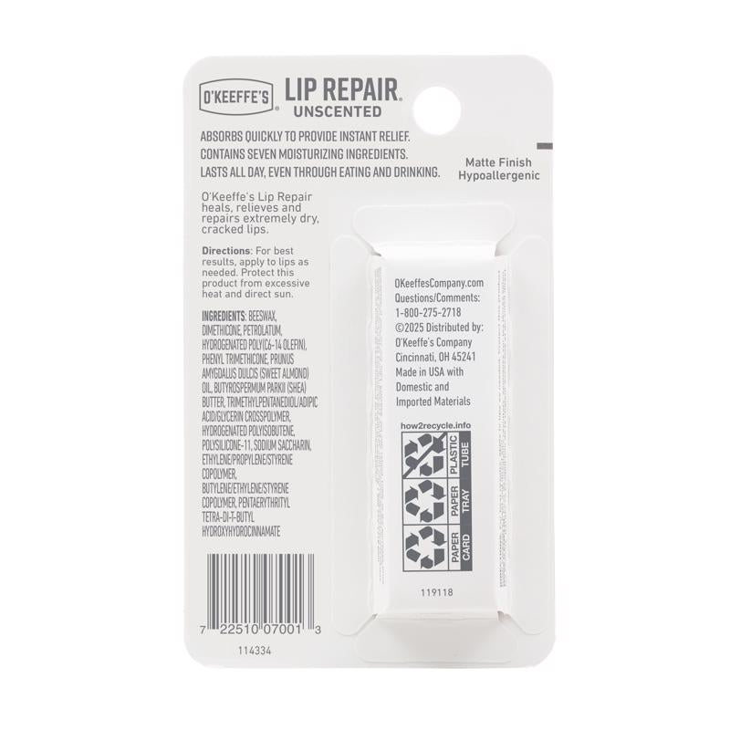 O'Keeffe's Lip Repair No Scent Lip Balm 0.15 oz