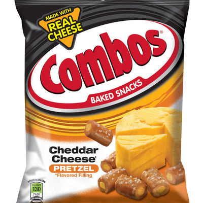 Combos Baked Snacks Cheddar Cheese Filled Pretzels 6.3 oz Bagged