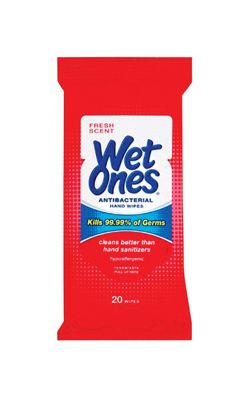 Wet Ones Fresh Antibacterial Wipes Disposable Adult Washcloths 20 ct