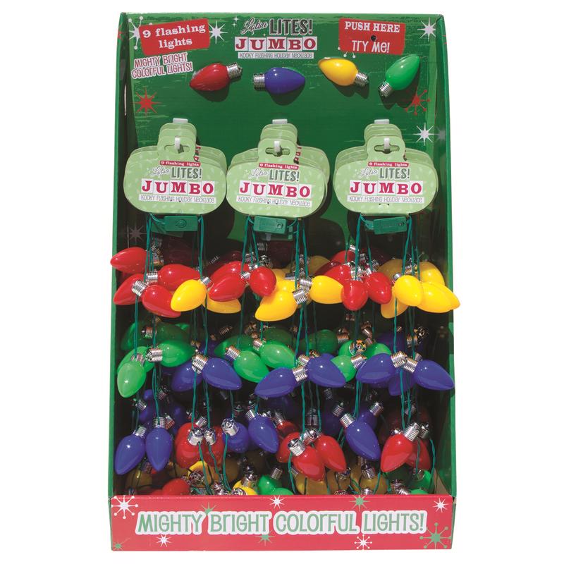 DM Merchandising Lotsa Lites CHRISTMAS Jumbo Light Up Necklace Plastic