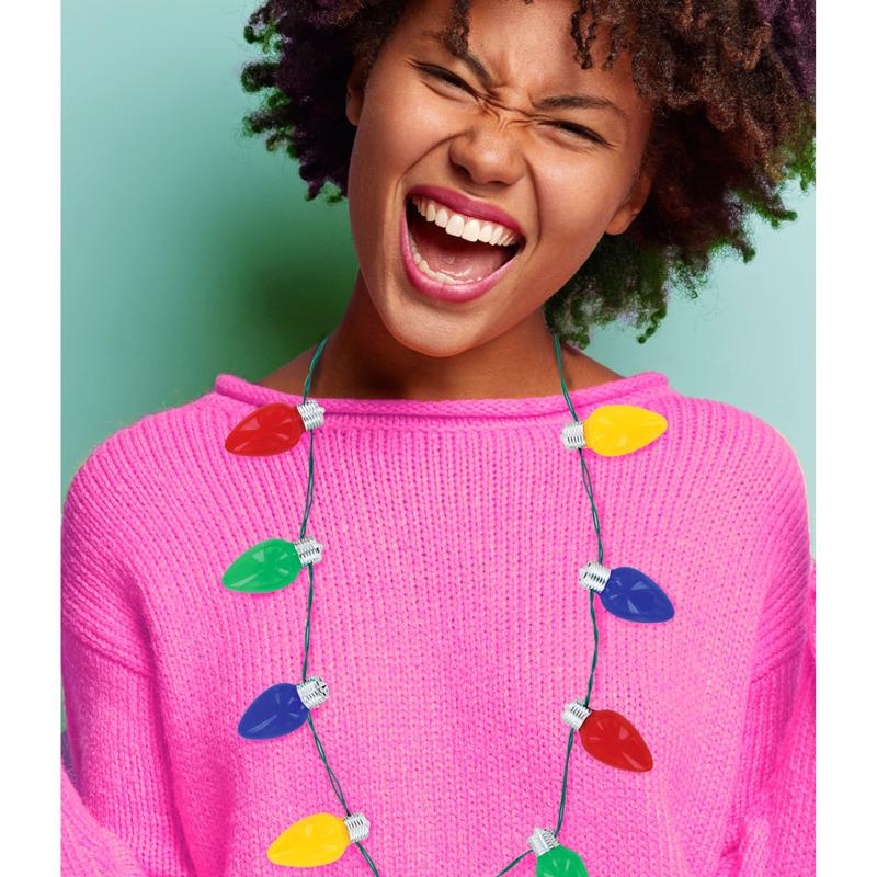 DM Merchandising Lotsa Lites CHRISTMAS Jumbo Light Up Necklace Plastic
