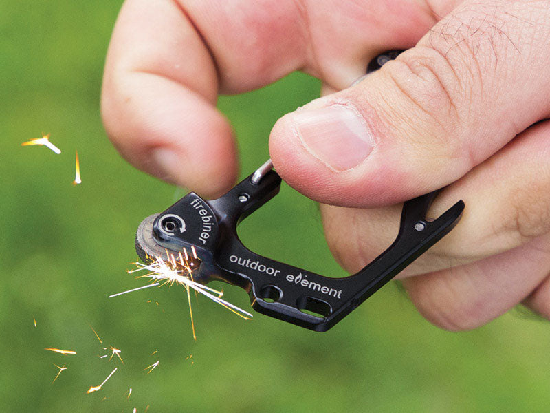 Outdoor Element Firebiner 6-In-1 Flint Multi-Tool Carabiner Stainless Steel