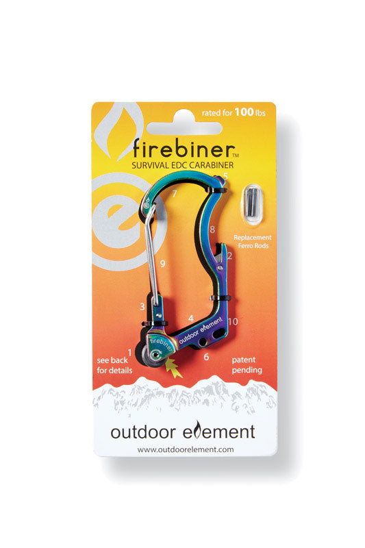 Outdoor Element Firebiner 6-In-1 Flint Multi-Tool Carabiner Stainless Steel