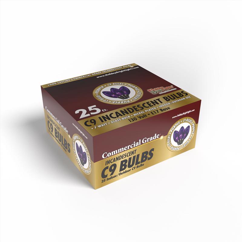Holiday Bright Lights Incandescent C9 Purple 25 ct Replacement Christmas Light Bulbs 0.08 ft.