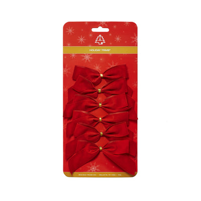 Holiday Trims Red 2 Loop Christmas Bow 3.5 in.