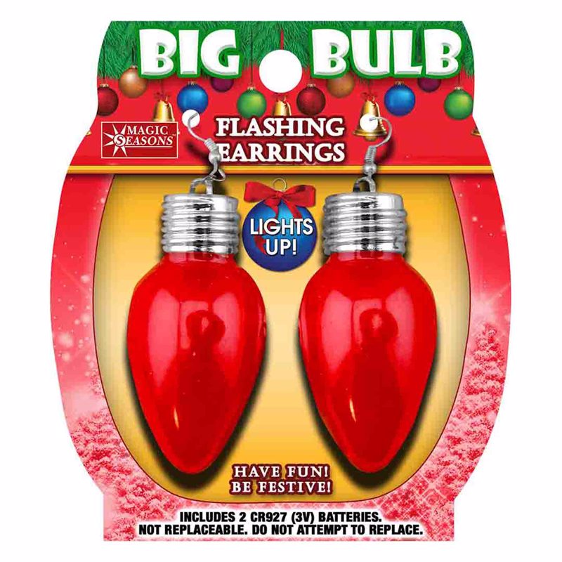 Magic Seasons Christmas Big Bulb Flashing Earrings Plastic