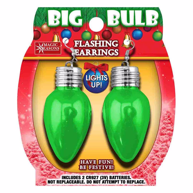 Magic Seasons Christmas Big Bulb Flashing Earrings Plastic