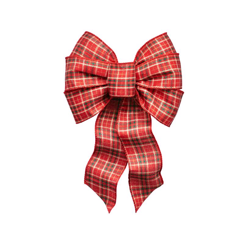 Holiday Trims Assorted 7 Loop Christmas Bow 8.5 in.
