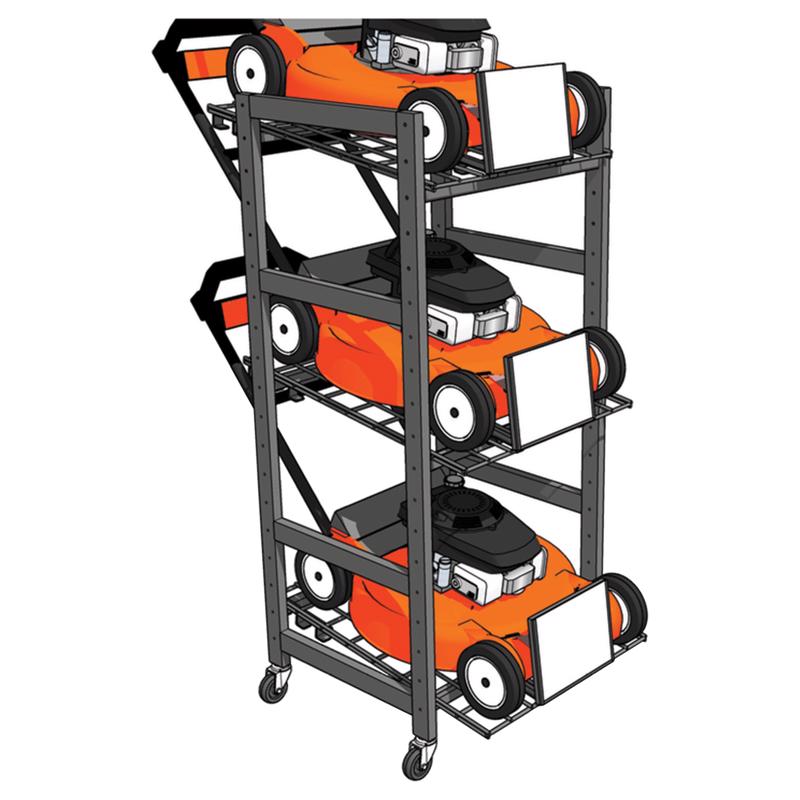 61 in. H X 26 in. W X 36 in. D Black Metal Mower 3 Tier Display